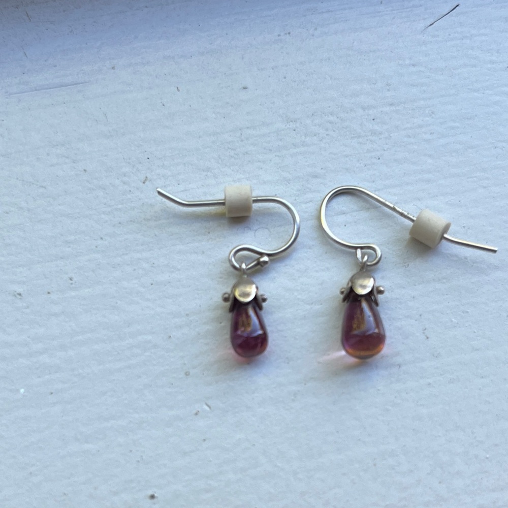 Elegant Silver and pink quartz Teardrop Earrings